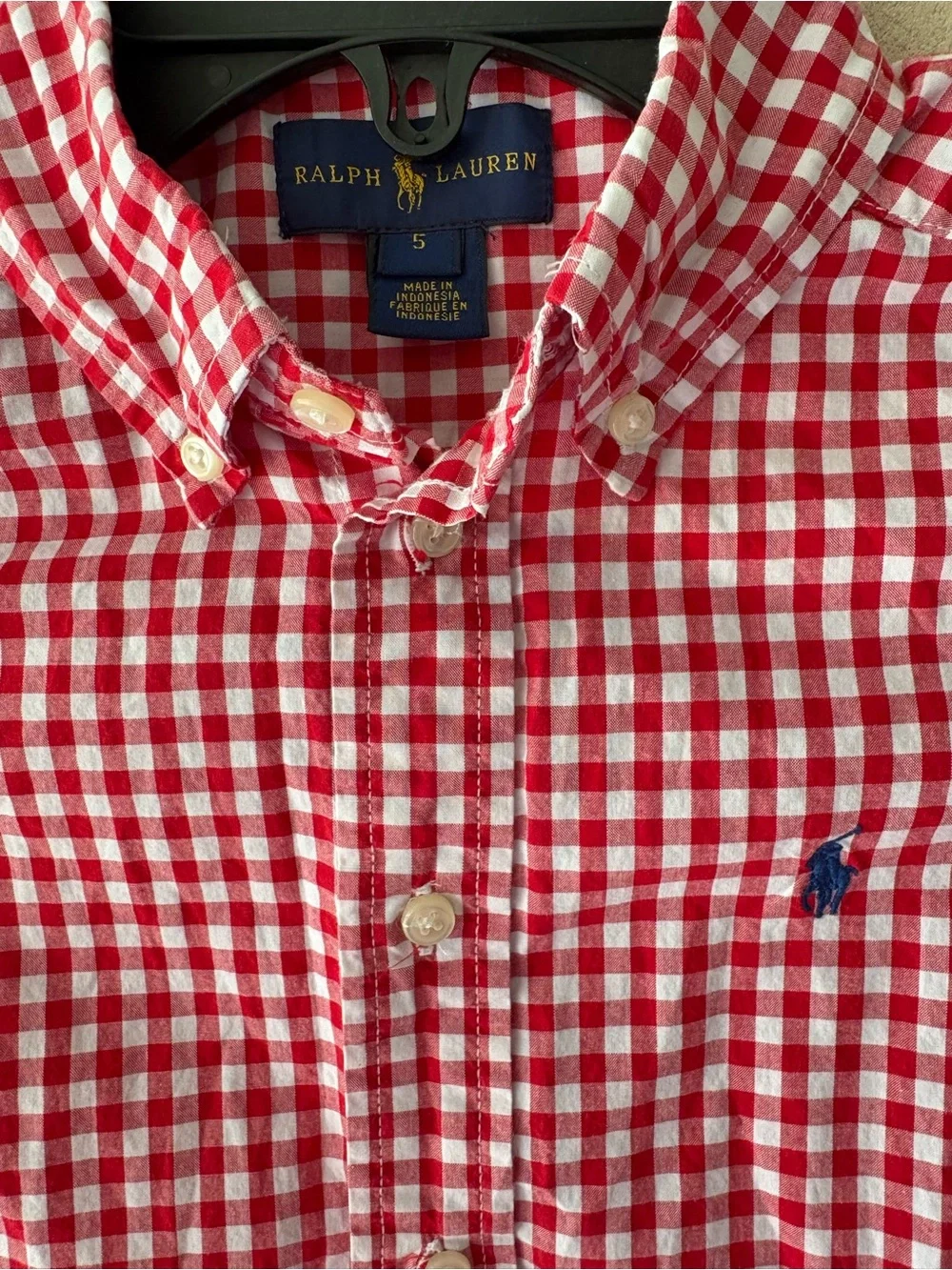 Ralph Lauren Red & White Gingham Button-Front boys Shirt